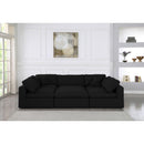  Manufacturer Color_Black -- Serene 119" Black Linen Textured Fabric Upholstered Deluxe Comfort 6 pc Modular Sectional IMAGE 3