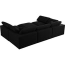  Manufacturer Color_Black -- Serene 119" Black Linen Textured Fabric Upholstered Deluxe Comfort 6 pc Modular Sectional IMAGE 4