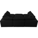  Manufacturer Color_Black -- Serene 119" Black Linen Textured Fabric Upholstered Deluxe Comfort 6 pc Modular Sectional IMAGE 5