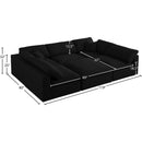  Manufacturer Color_Black -- Serene 119" Black Linen Textured Fabric Upholstered Deluxe Comfort 6 pc Modular Sectional IMAGE 9