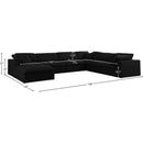  Manufacturer Color_Black -- Serene 158" Black Linen Textured Fabric Upholstered Deluxe Comfort 7 pc Modular Sectional IMAGE 10