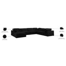  Manufacturer Color_Black -- Serene 158" Black Linen Textured Fabric Upholstered Deluxe Comfort 7 pc Modular Sectional IMAGE 11