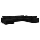  Manufacturer Color_Black -- Serene 158" Black Linen Textured Fabric Upholstered Deluxe Comfort 7 pc Modular Sectional IMAGE 1