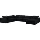  Manufacturer Color_Black -- Serene 158" Black Linen Textured Fabric Upholstered Deluxe Comfort 7 pc Modular Sectional IMAGE 2