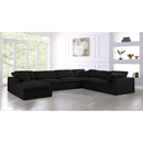  Manufacturer Color_Black -- Serene 158" Black Linen Textured Fabric Upholstered Deluxe Comfort 7 pc Modular Sectional IMAGE 4