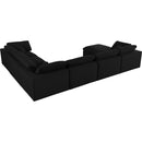  Manufacturer Color_Black -- Serene 158" Black Linen Textured Fabric Upholstered Deluxe Comfort 7 pc Modular Sectional IMAGE 5
