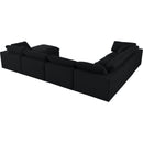  Manufacturer Color_Black -- Serene 158" Black Linen Textured Fabric Upholstered Deluxe Comfort 7 pc Modular Sectional IMAGE 6
