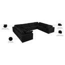  Manufacturer Color_Black -- Serene 158" Black Linen Textured Fabric Upholstered Deluxe Comfort 8 pc Modular Sectional IMAGE 10