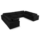  Manufacturer Color_Black -- Serene 158" Black Linen Textured Fabric Upholstered Deluxe Comfort 8 pc Modular Sectional IMAGE 1