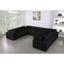  Manufacturer Color_Black -- Serene 158" Black Linen Textured Fabric Upholstered Deluxe Comfort 8 pc Modular Sectional IMAGE 2
