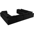  Manufacturer Color_Black -- Serene 158" Black Linen Textured Fabric Upholstered Deluxe Comfort 8 pc Modular Sectional IMAGE 4
