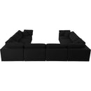  Manufacturer Color_Black -- Serene 158" Black Linen Textured Fabric Upholstered Deluxe Comfort 8 pc Modular Sectional IMAGE 5