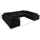  Manufacturer Color_Black -- Serene 158" Black Linen Textured Fabric Upholstered Deluxe Comfort 8 pc Modular Sectional IMAGE 9