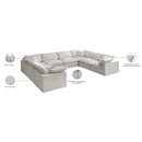  Manufacturer Color_Cream -- Plush 140" Cream Velvet Upholstered Standard Comfort 8 pc Modular Sectional IMAGE 10