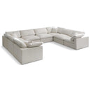  Manufacturer Color_Cream -- Plush 140" Cream Velvet Upholstered Standard Comfort 8 pc Modular Sectional IMAGE 1