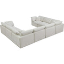  Manufacturer Color_Cream -- Plush 140" Cream Velvet Upholstered Standard Comfort 8 pc Modular Sectional IMAGE 4