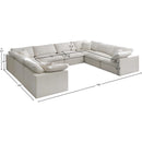  Manufacturer Color_Cream -- Plush 140" Cream Velvet Upholstered Standard Comfort 8 pc Modular Sectional IMAGE 9