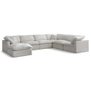  Manufacturer Color_Cream -- Plush 140" Cream Velvet Upholstered Standard Comfort 7 pc Modular Sectional IMAGE 1