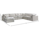  Manufacturer Color_Cream -- Plush 140" Cream Velvet Upholstered Standard Comfort 7 pc Modular Sectional IMAGE 8