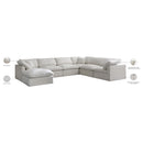 Manufacturer Color_Cream -- Plush 140" Cream Velvet Upholstered Standard Comfort 7 pc Modular Sectional IMAGE 9