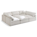  Manufacturer Color_Cream -- Plush 105" Cream Velvet Upholstered Standard Comfort 6 pc Modular Sectional IMAGE 1