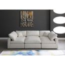  Manufacturer Color_Cream -- Plush 105" Cream Velvet Upholstered Standard Comfort 6 pc Modular Sectional IMAGE 3