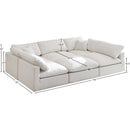  Manufacturer Color_Cream -- Plush 105" Cream Velvet Upholstered Standard Comfort 6 pc Modular Sectional IMAGE 8