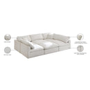  Manufacturer Color_Cream -- Plush 105" Cream Velvet Upholstered Standard Comfort 6 pc Modular Sectional IMAGE 9
