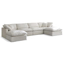  Manufacturer Color_Cream -- Plush 140" Cream Velvet Upholstered Standard Comfort 6 pc Modular Sectional IMAGE 1