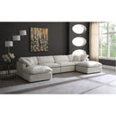  Manufacturer Color_Cream -- Plush 140" Cream Velvet Upholstered Standard Comfort 6 pc Modular Sectional IMAGE 2