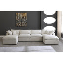  Manufacturer Color_Cream -- Plush 140" Cream Velvet Upholstered Standard Comfort 6 pc Modular Sectional IMAGE 3