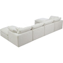  Manufacturer Color_Cream -- Plush 140" Cream Velvet Upholstered Standard Comfort 6 pc Modular Sectional IMAGE 4