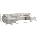  Manufacturer Color_Cream -- Plush 140" Cream Velvet Upholstered Standard Comfort 6 pc Modular Sectional IMAGE 8