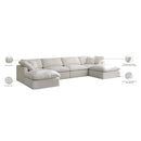  Manufacturer Color_Cream -- Plush 140" Cream Velvet Upholstered Standard Comfort 6 pc Modular Sectional IMAGE 9