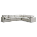  Manufacturer Color_Cream -- Plush 140" Cream Velvet Upholstered Standard Comfort 6 pc Modular Sectional IMAGE 1