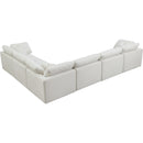  Manufacturer Color_Cream -- Plush 140" Cream Velvet Upholstered Standard Comfort 6 pc Modular Sectional IMAGE 4