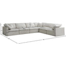  Manufacturer Color_Cream -- Plush 140" Cream Velvet Upholstered Standard Comfort 6 pc Modular Sectional IMAGE 8