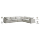  Manufacturer Color_Cream -- Plush 140" Cream Velvet Upholstered Standard Comfort 6 pc Modular Sectional IMAGE 9