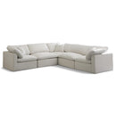  Manufacturer Color_Cream -- Plush 105" Cream Velvet Upholstered Standard Comfort 5 pc Modular Sectional IMAGE 1