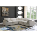  Manufacturer Color_Cream -- Plush 105" Cream Velvet Upholstered Standard Comfort 5 pc Modular Sectional IMAGE 2