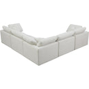  Manufacturer Color_Cream -- Plush 105" Cream Velvet Upholstered Standard Comfort 5 pc Modular Sectional IMAGE 3