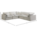  Manufacturer Color_Cream -- Plush 105" Cream Velvet Upholstered Standard Comfort 5 pc Modular Sectional IMAGE 7