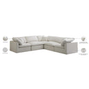  Manufacturer Color_Cream -- Plush 105" Cream Velvet Upholstered Standard Comfort 5 pc Modular Sectional IMAGE 8