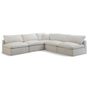  Manufacturer Color_Cream -- Plush 105" Cream Velvet Upholstered Standard Comfort 5 pc Modular Sectional IMAGE 1