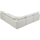  Manufacturer Color_Cream -- Plush 105" Cream Velvet Upholstered Standard Comfort 5 pc Modular Sectional IMAGE 3