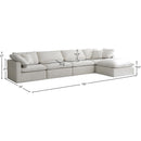  Manufacturer Color_Cream -- Plush 140" Cream Velvet Upholstered Standard Comfort 5 pc Modular Sectional IMAGE 12