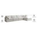 Manufacturer Color_Cream -- Plush 140" Cream Velvet Upholstered Standard Comfort 5 pc Modular Sectional IMAGE 13