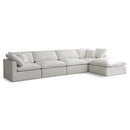  Manufacturer Color_Cream -- Plush 140" Cream Velvet Upholstered Standard Comfort 5 pc Modular Sectional IMAGE 1
