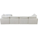  Manufacturer Color_Cream -- Plush 140" Cream Velvet Upholstered Standard Comfort 5 pc Modular Sectional IMAGE 8