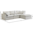  Manufacturer Color_Cream -- Plush 105" Cream Velvet Upholstered Standard Comfort 4 pc Modular Sectional IMAGE 12